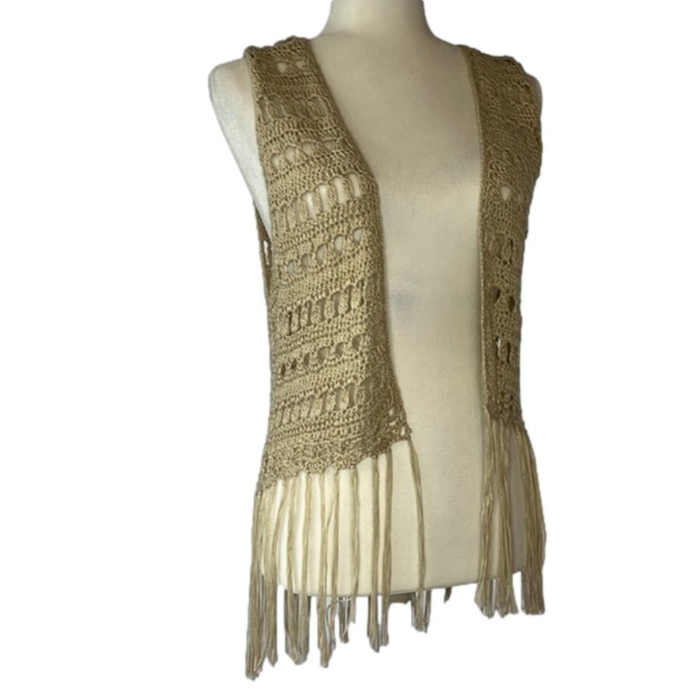 Women’s fringe boho crochet vest size Large/XL
